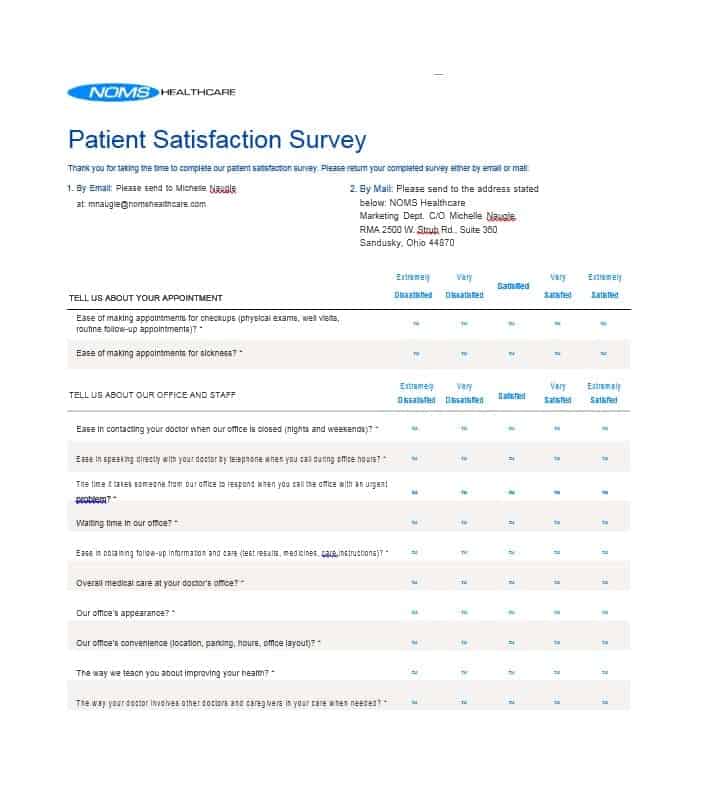 Patient Satisfaction Survey Template 49